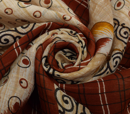 Sushila Vintage Indian Saree 100% Pure Cotton Printed Birds Soft Craft Fabric