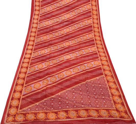 Sushila Vintage Indian Saree 100% Pure Cotton Printed Floral Soft Craft Fabric
