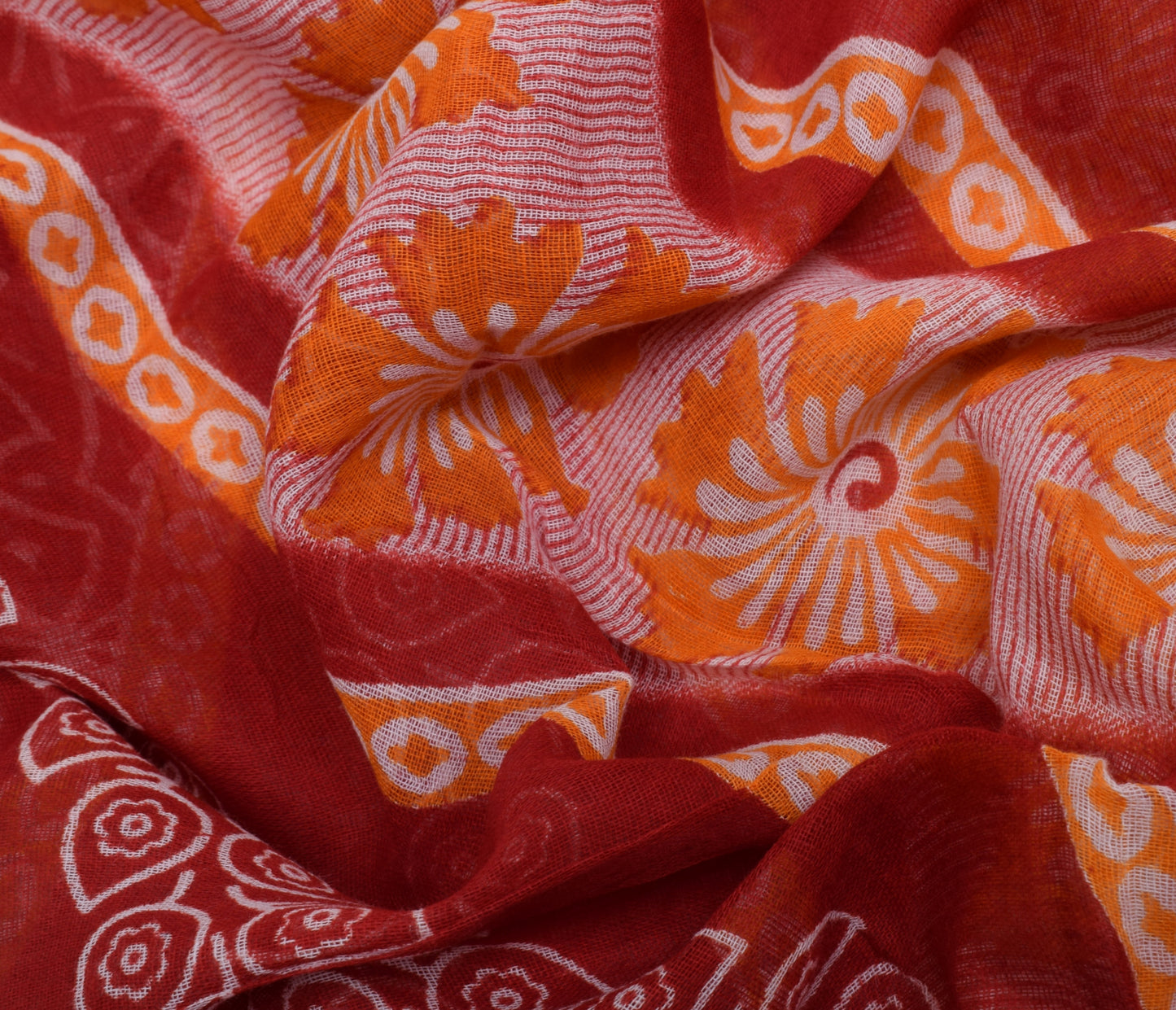 Sushila Vintage Indian Saree 100% Pure Cotton Printed Floral Soft Craft Fabric