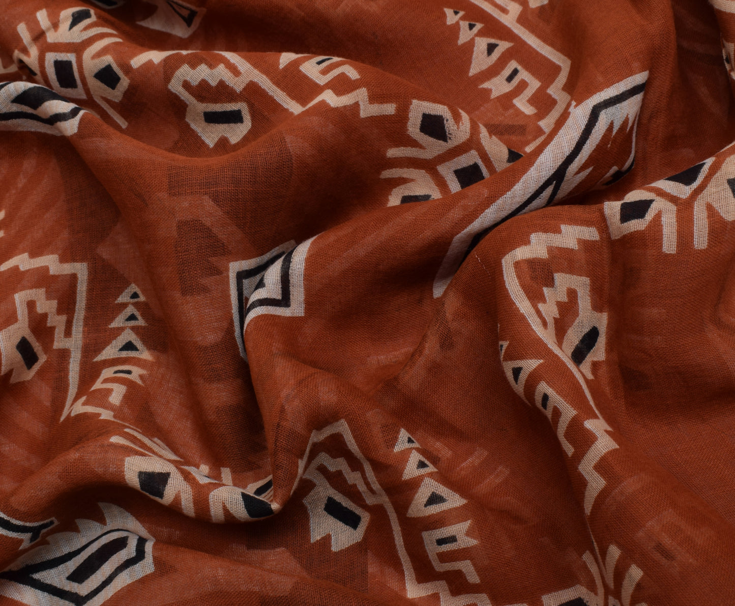 Sushila Vintage Indian Brown Saree 100% Pure Cotton Printed Soft Craft Fabric