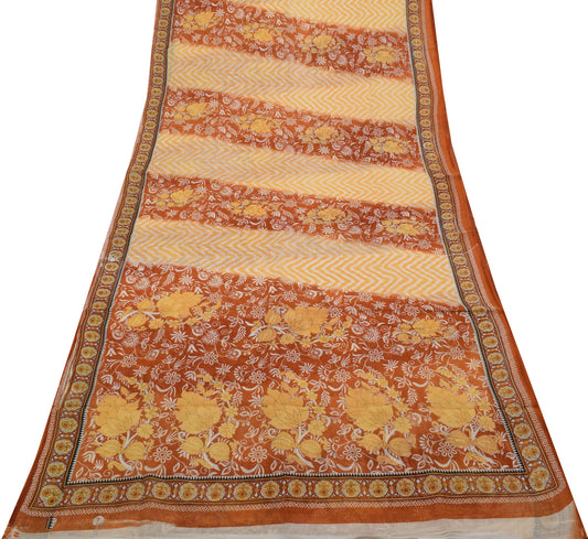 Sushila Vintage Multi-Color Saree 100% Pure Cotton Printed Floral Craft Fabric
