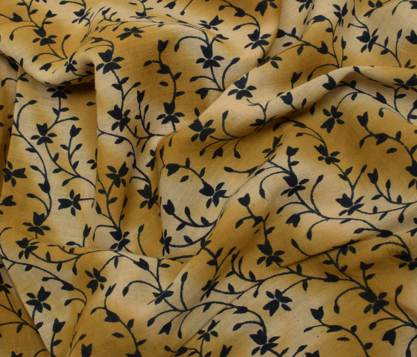 Sushila Vintage Brown Saree 100% Pure Cotton Printed Floral Soft Craft Fabric