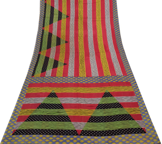 Sushila Vintage Multi-Color Saree Pure Cotton Printed Soft Craft Sari Fabric