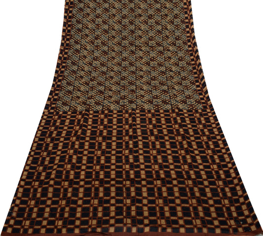 Sushila Vintage Indian Saree 100% Pure Cotton Printed 5 Yard Soft Craft Fabric