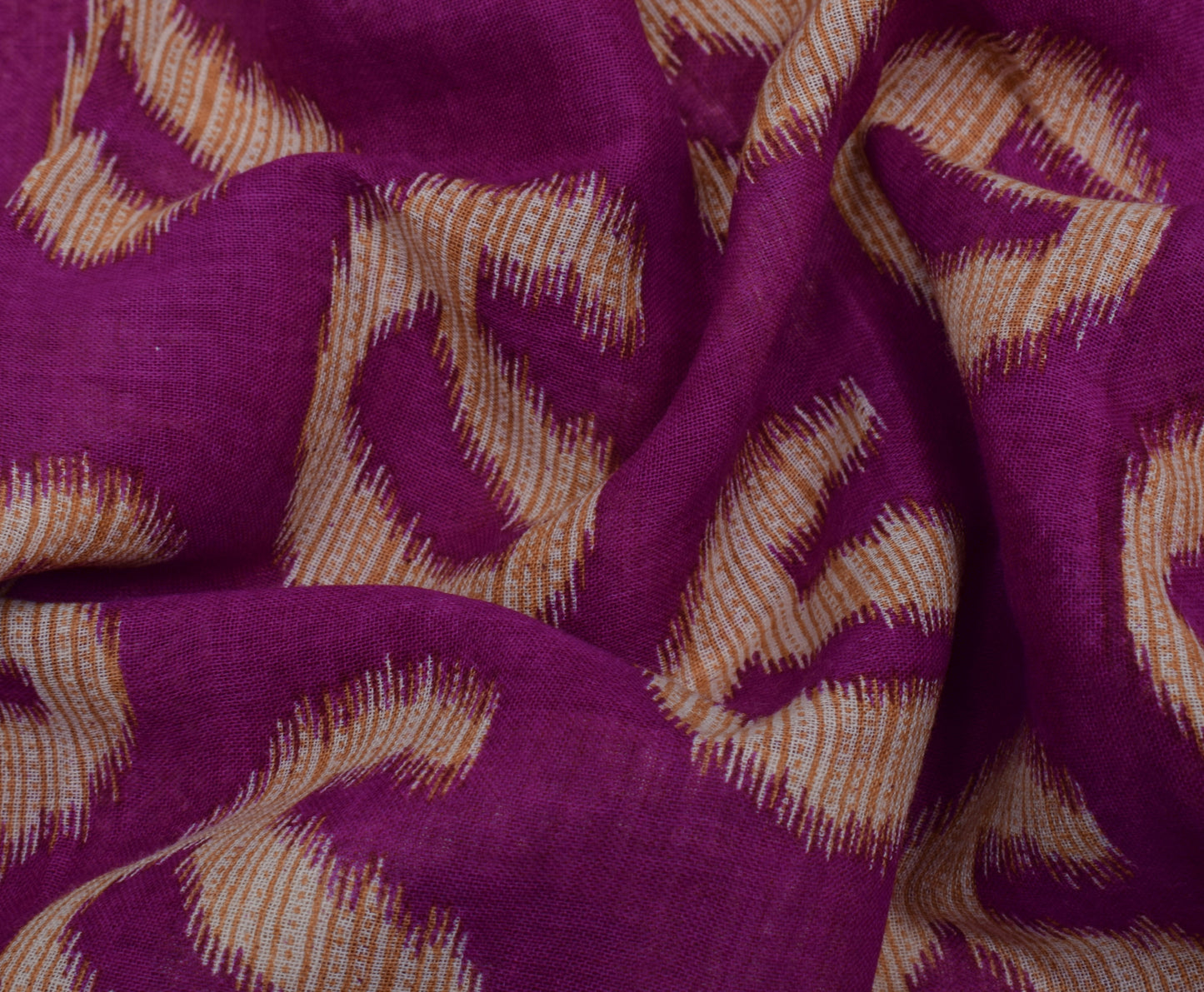 Sushila Vintage Purple Saree 100% Pure Cotton Printed Paisley Soft Craft Fabric
