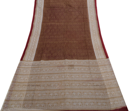 Sushila Vintage Indian Saree 100% Pure Cotton Printed Floral 5 Yard Craft Fabric