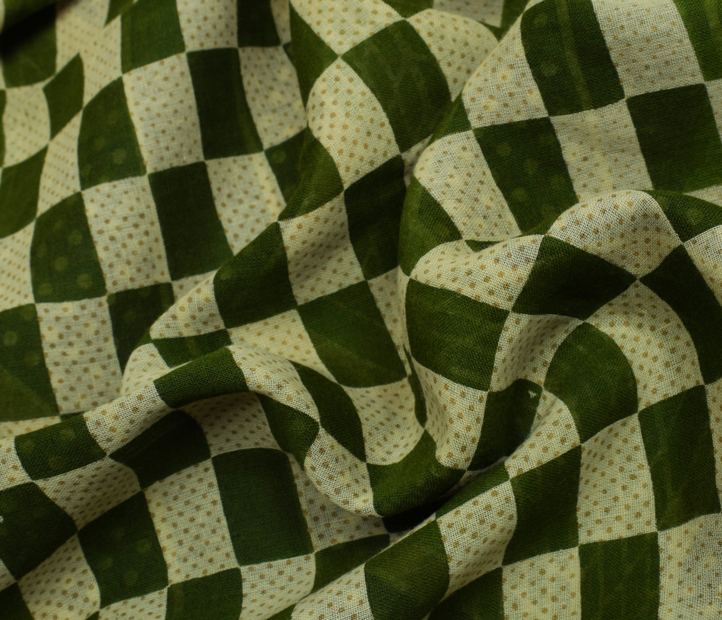 Sushila Vintage Green Saree 100% Pure Cotton Printed 5 Yard Soft Craft Fabric