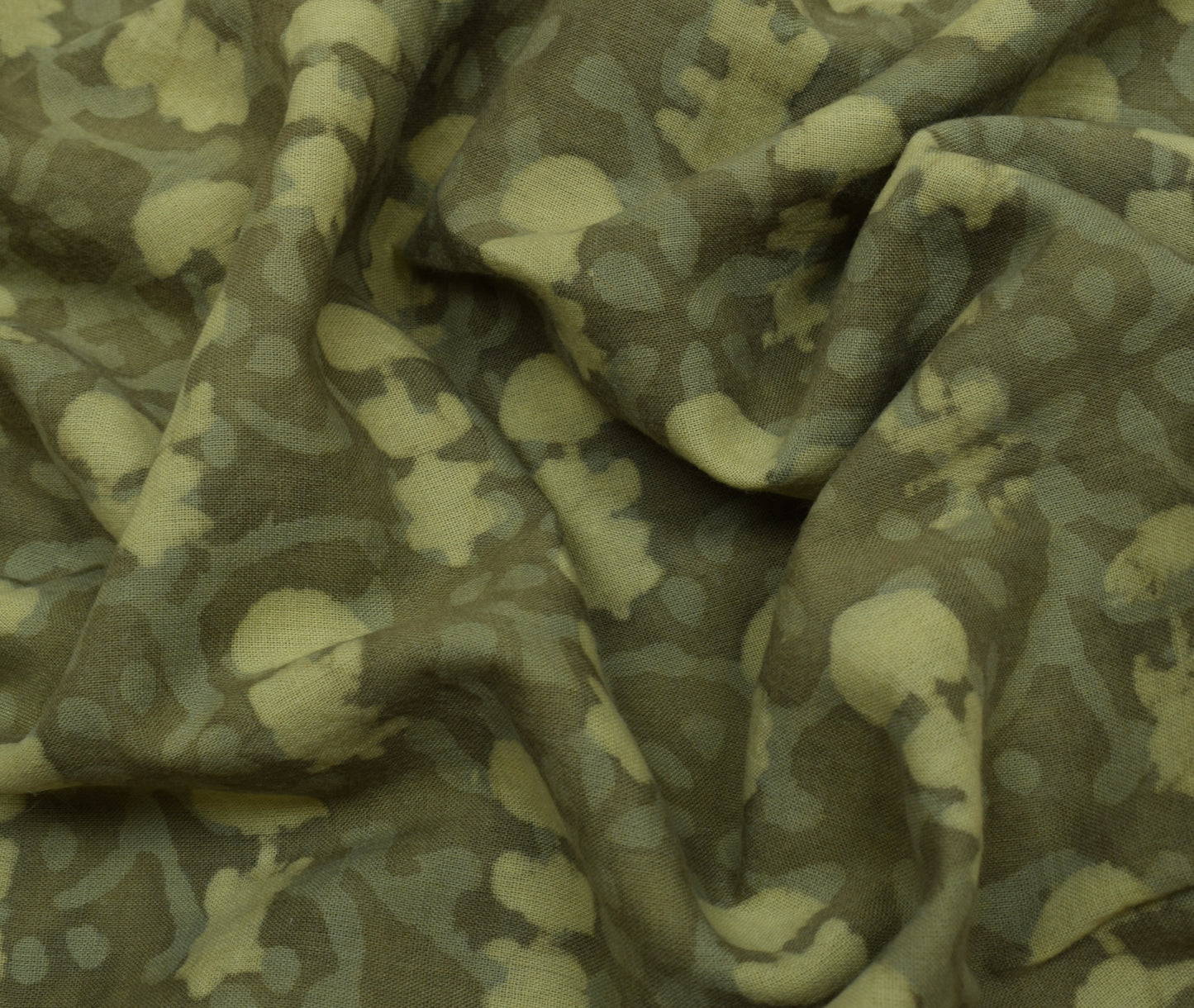 Sushila Vintage Green Indian Saree 100% Pure Cotton Printed Soft Craft Fabric