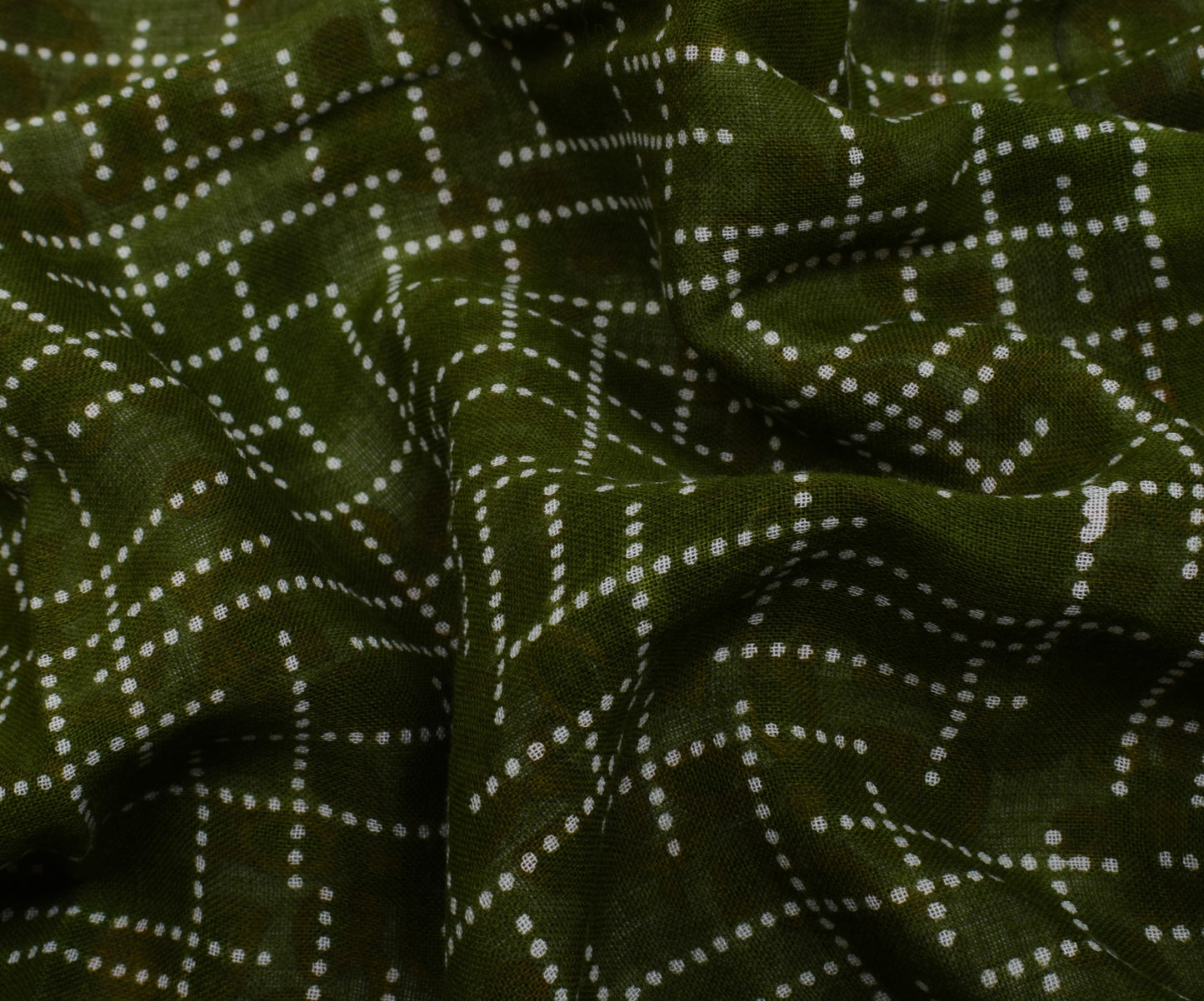 Sushila Vintage Green Saree 100% Pure Cotton Printed 5 Yard Soft Craft Fabric