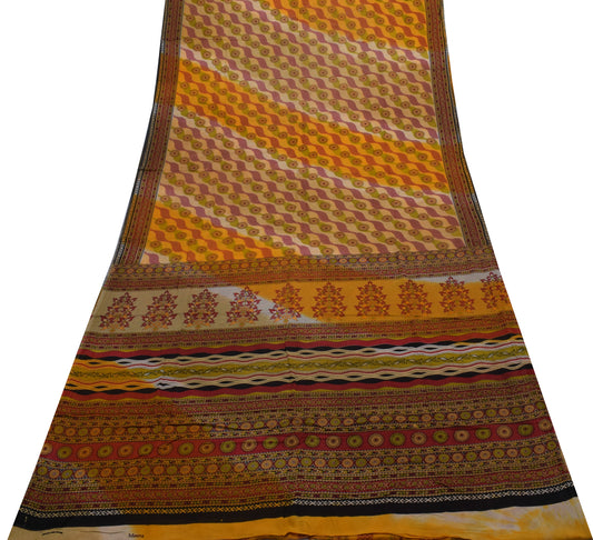 Sushila Vintage Multi-Color Saree Pure Cotton Printed Floral Soft Craft Fabric