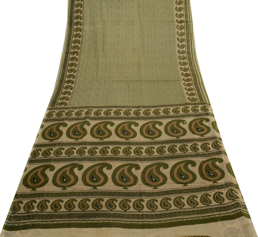 Sushila Vintage Indian Saree 100% Pure Cotton Printed 5 Yard Soft Craft Fabric