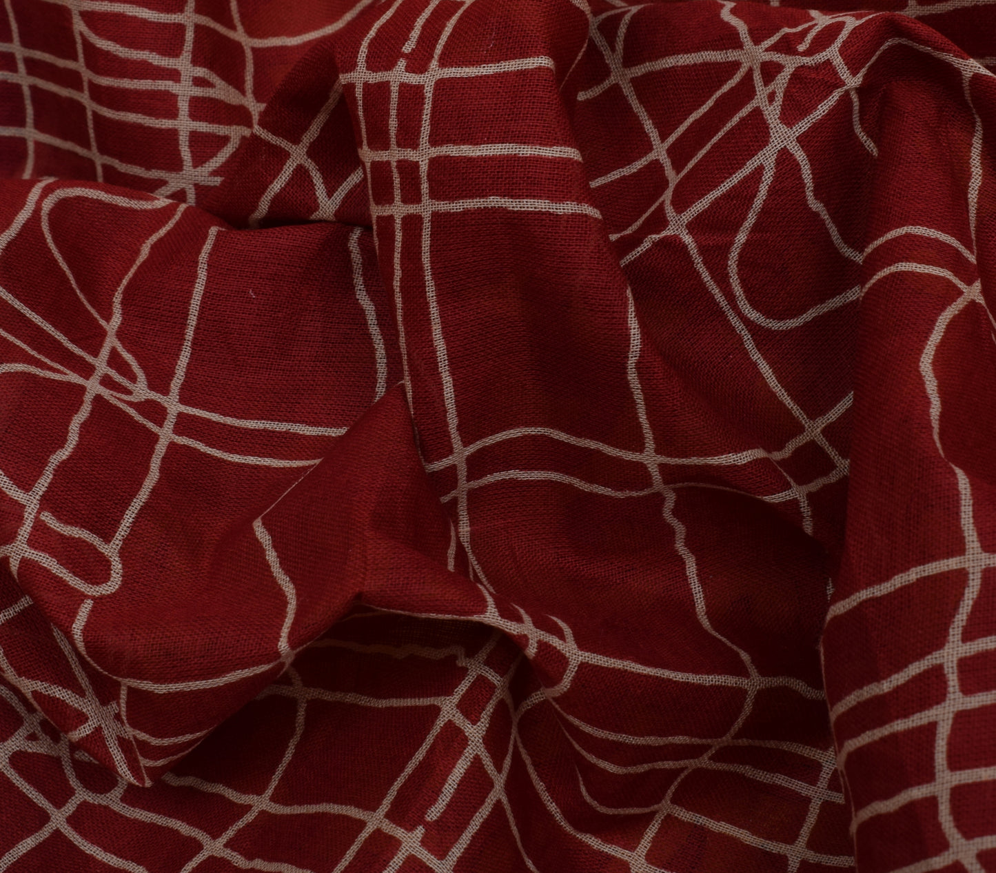 Sushila Vintage Red Indian Saree 100% Pure Cotton Printed 5 Yard Craft Fabric