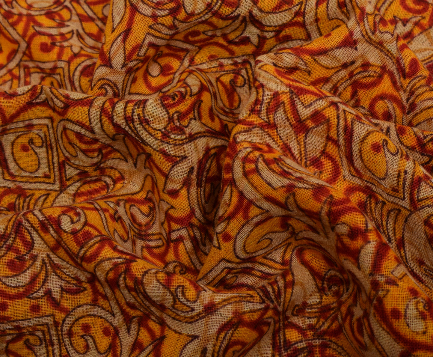 Sushila Vintage Indian Saree 100% Pure Cotton Printed Paisley Soft Craft Fabric