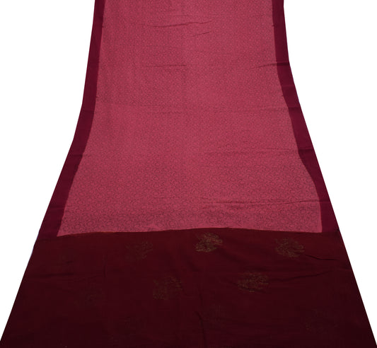 Sushila Vintage Pink Saree 100% Pure Cotton Printed Floral Soft Craft Fabric