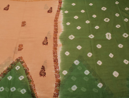 Sushila Vintage Indian Saree Pure Cotton Printed Peacock Soft Craft Sari Fabric