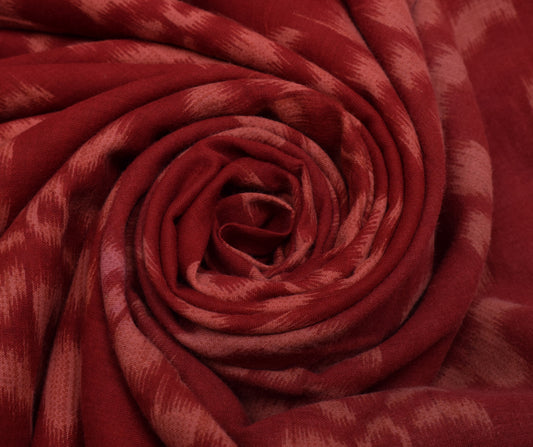 Sushila Vintage Maroon Saree 100% Pure Cotton Printed Floral Soft Craft Fabric