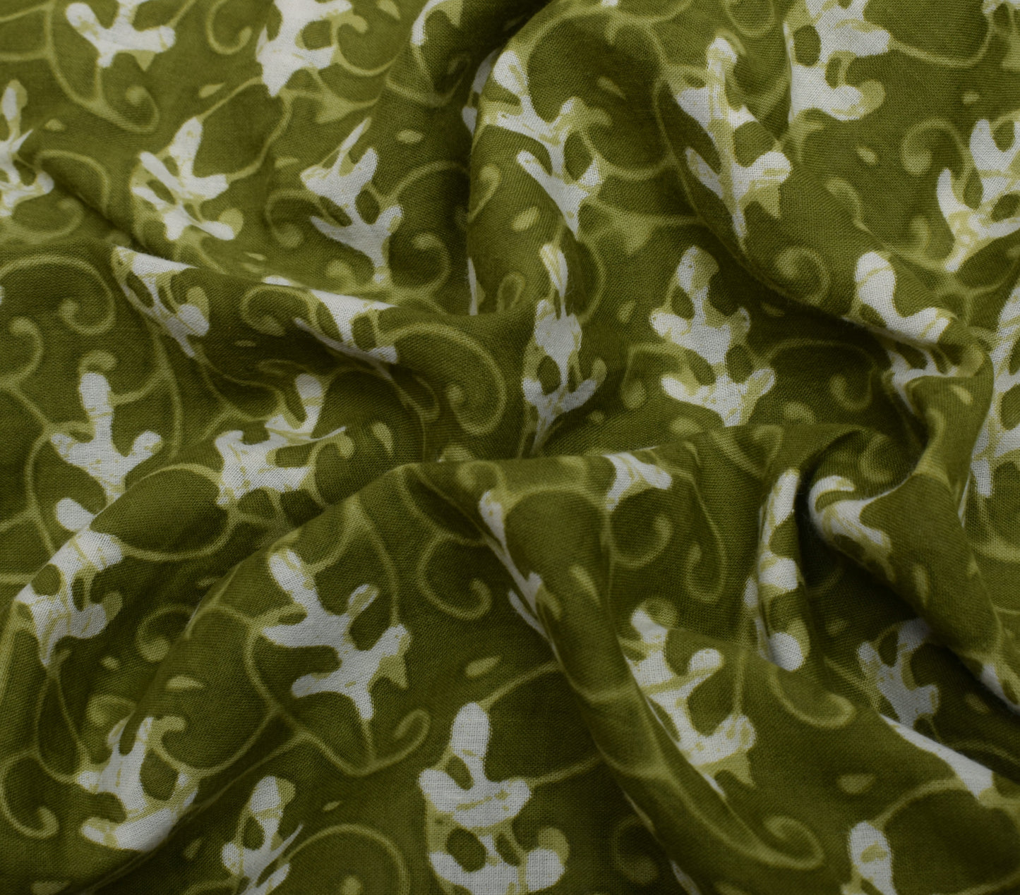 Sushila Vintage Green Saree 100% Pure Cotton Printed Floral Soft Craft Fabric