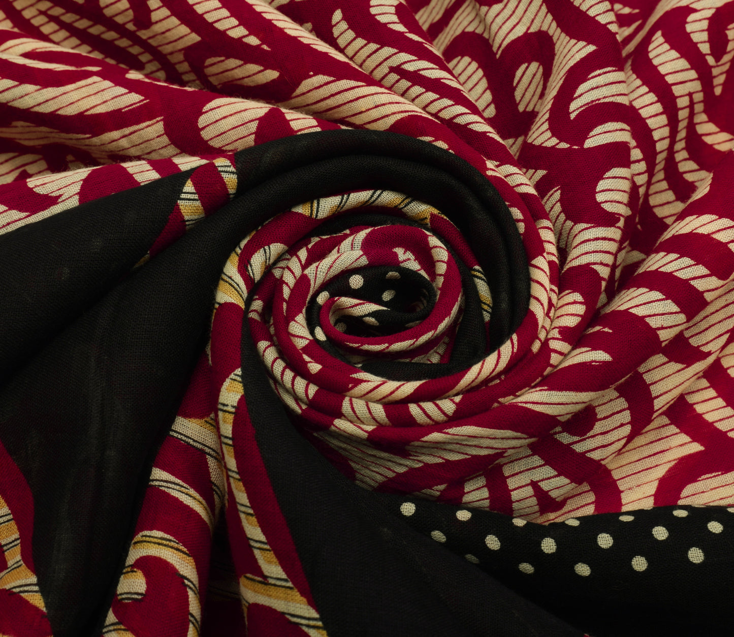 Sushila Vintage Cream Saree 100% Pure Cotton Printed Paisley Soft Craft Fabric