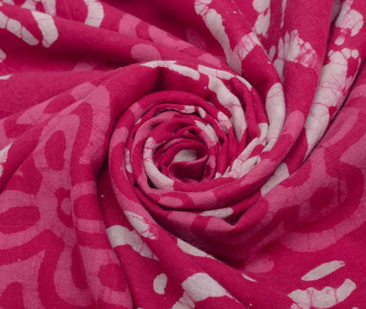 Sushila Vintage Pink Saree 100% Pure Cotton Printed Floral Soft Craft Fabric