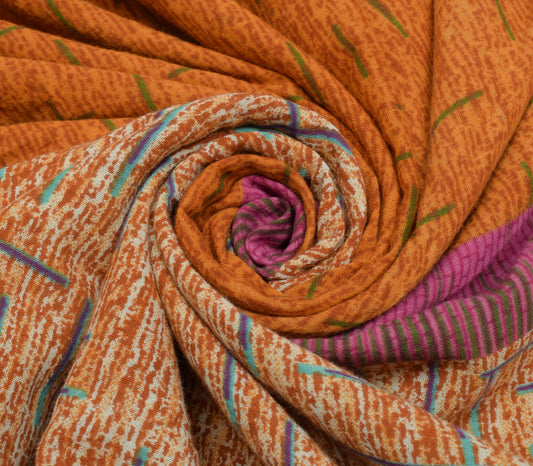 Sushila Vintage Indian Saree 100% Pure Cotton Printed 5 Yard Soft Craft Fabric