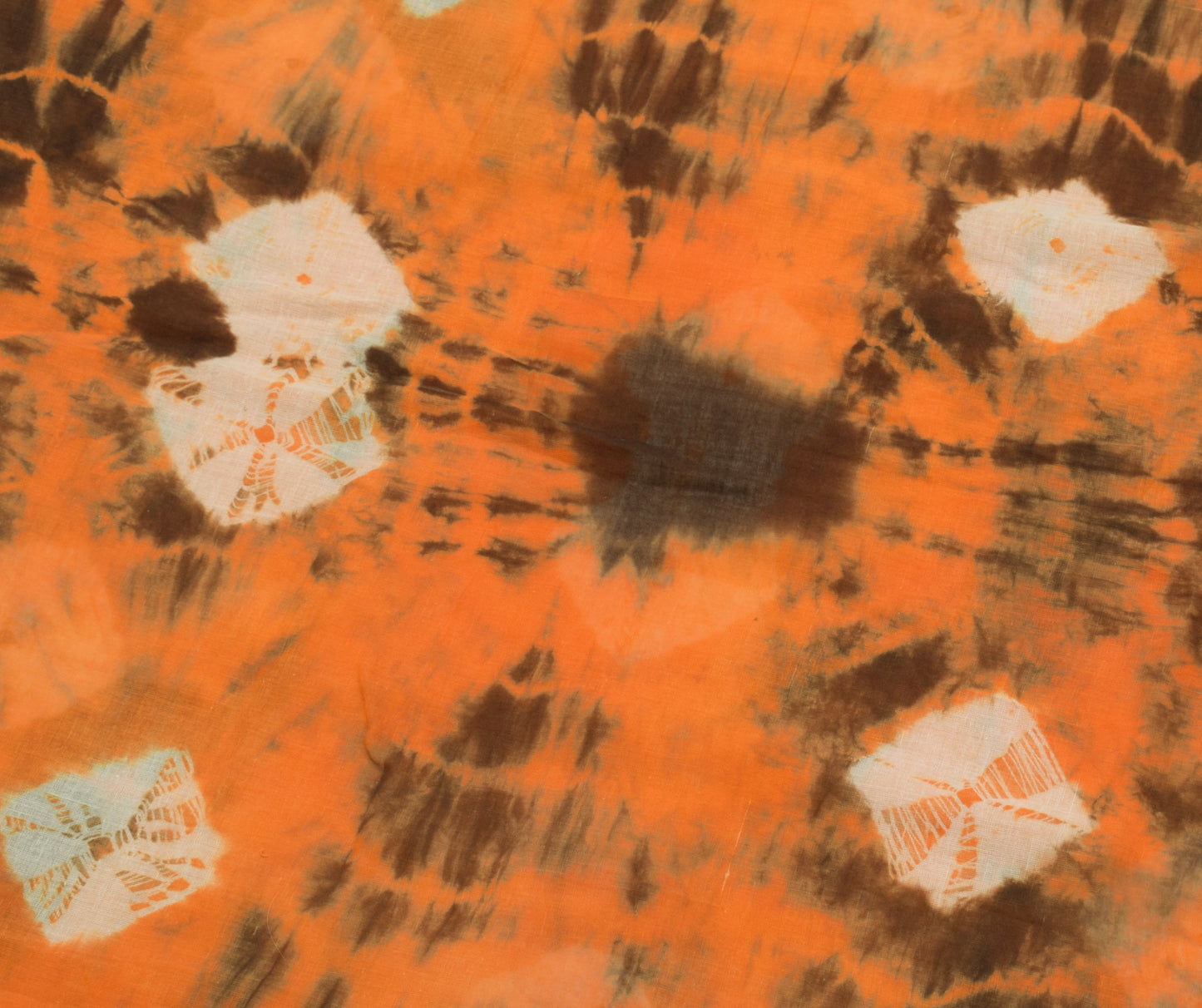 Sushila Vintage Orange Saree 100% Pure Cotton Batik Printed Soft Craft Fabric