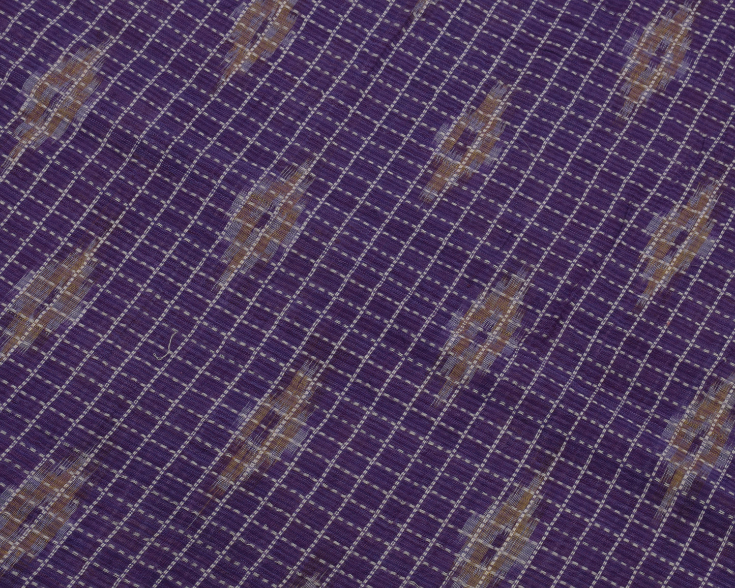 Sushila Vintage Purple Saree 100% Pure Cotton Ikkat Patola Woven Craft Fabric