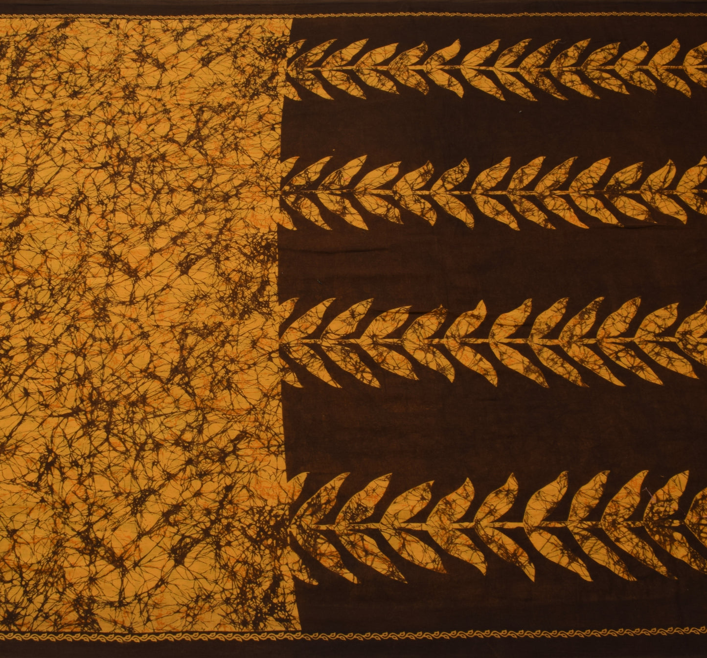Sushila Vintage Mustard Saree 100% Pure Cotton Batik Printed Soft Craft Fabric