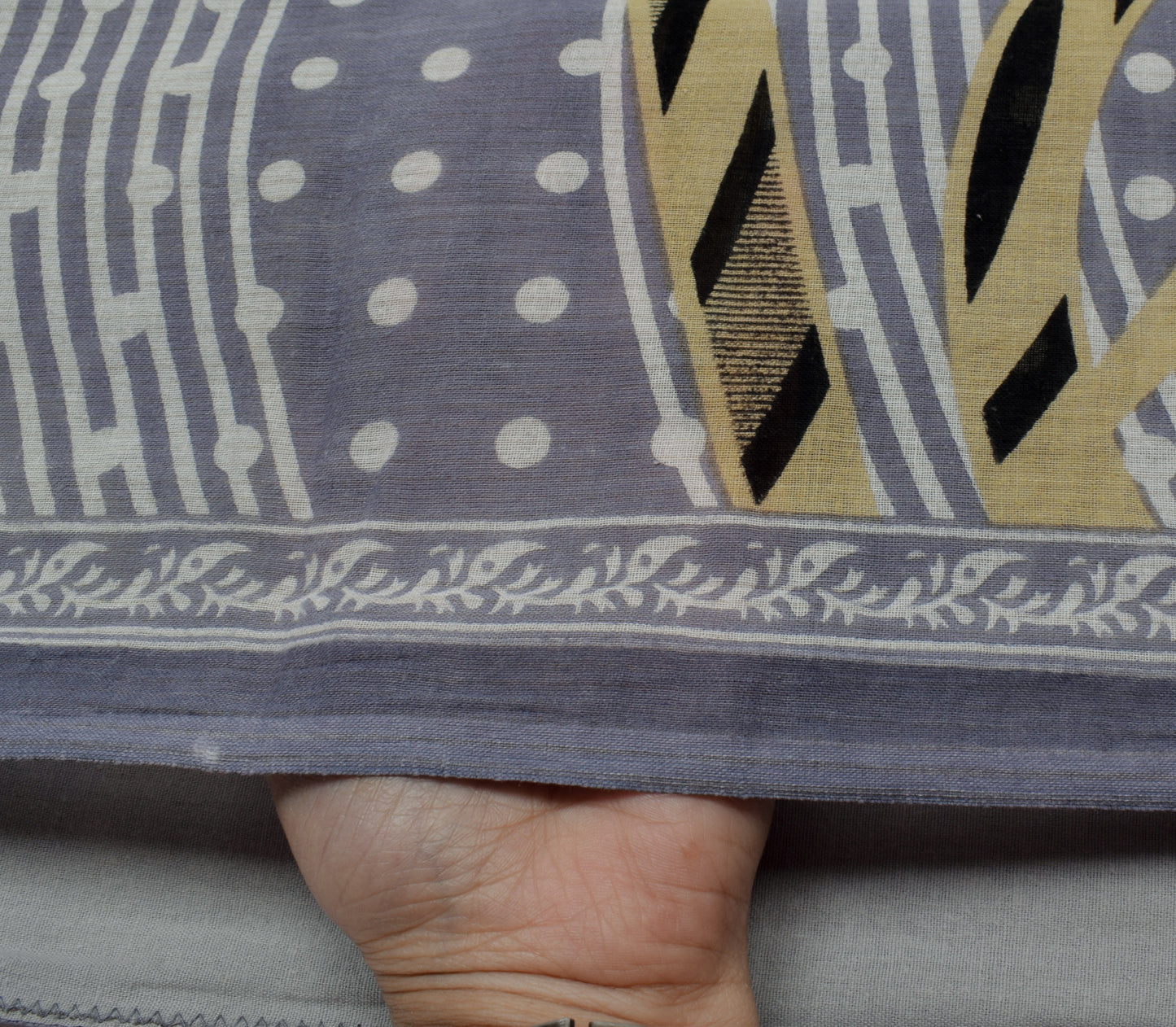 Sushila Vintage Gray Saree 100% Pure Cotton Printed Paisley Soft Craft Fabric