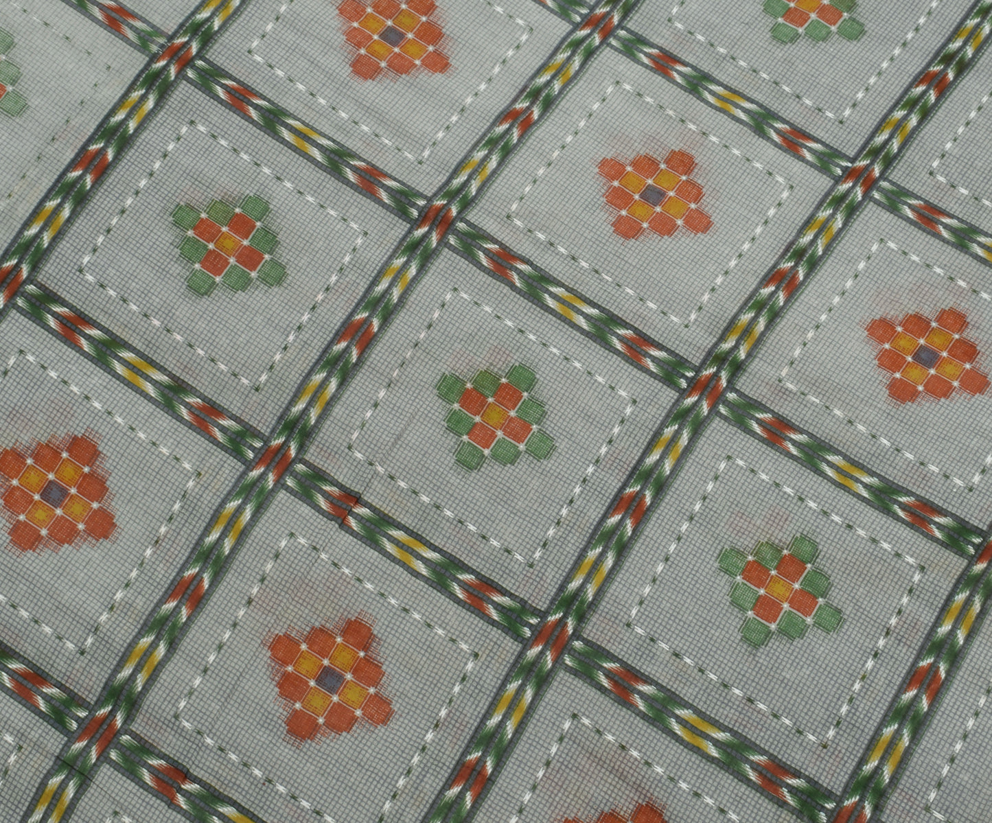 Sushila Vintage Gray Saree 100% Pure Cotton Printed 5 Yard Soft Craft Fabric