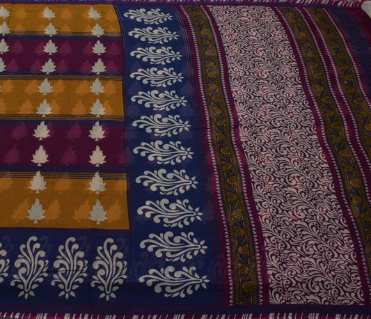Sushila Vintage Multi-Color Saree 100% Pure Cotton Printed Floral Craft Fabric
