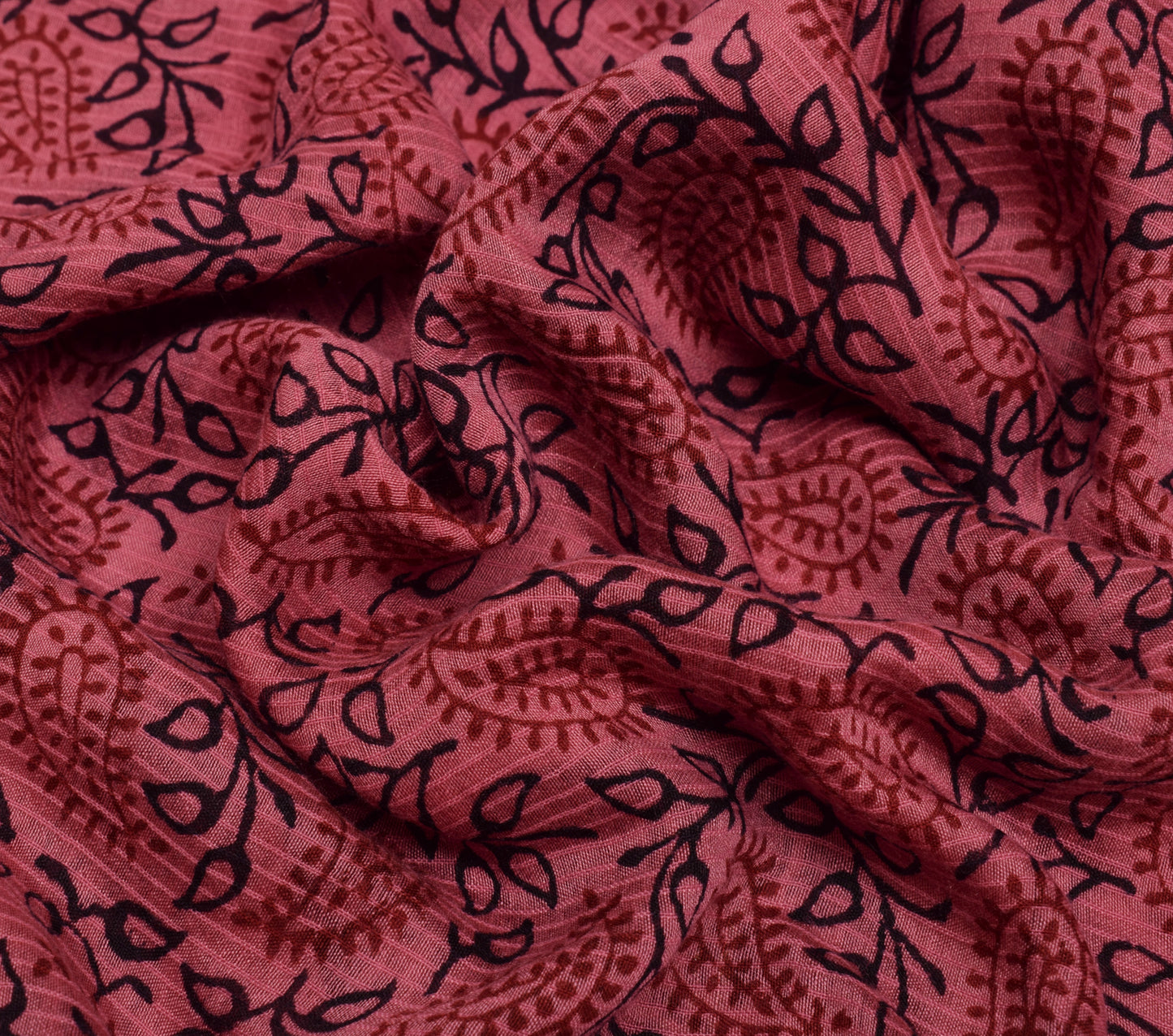 Sushila Vintage Pink Saree 100% Pure Cotton Hand Block Printed Paisley Fabric