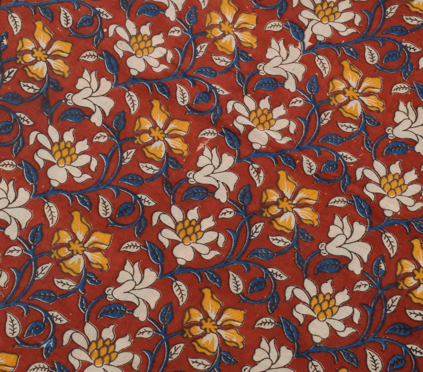 Sushila Vintage Maroon Saree Pure Cotton Kalamkari Printed Floral Soft Fabric
