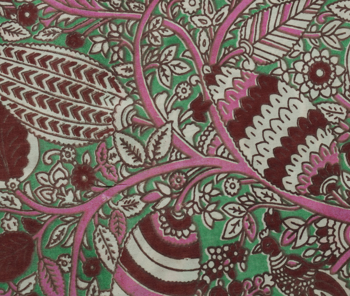 Sushila Vintage Cream Saree 100% Pure Cotton Kalamkari Printed Soft Craft Fabric