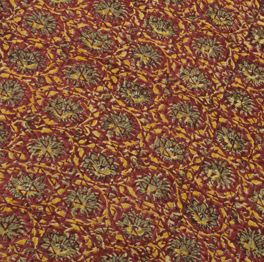 Sushila Vintage Maroon Cream Saree Pure Georgette Silk Printed Floral 5yd Fabric