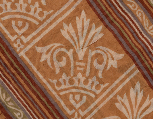 Sushila Vintage Brown Saree 100% Pure Georgette Silk Printed Floral Craft Fabric