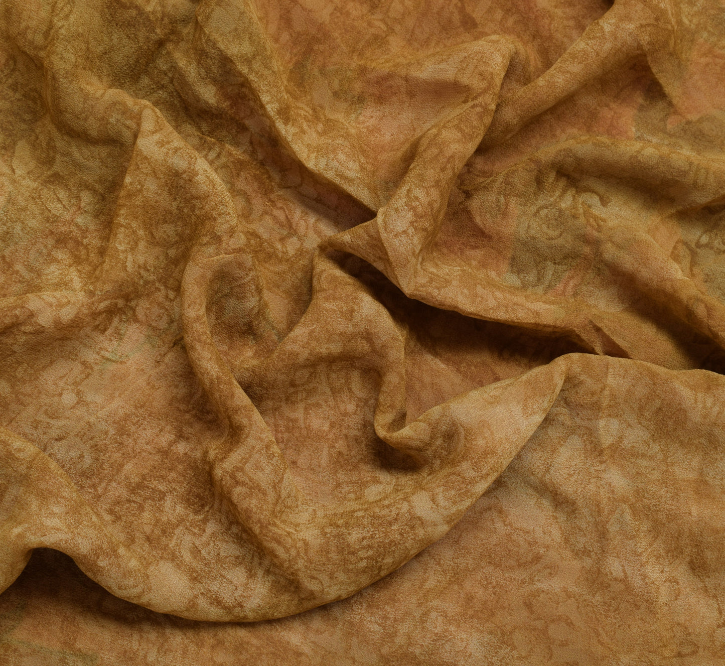 Sushila Vintage Rust Saree 100% Pure Georgette Silk Printed Floral Craft Fabric