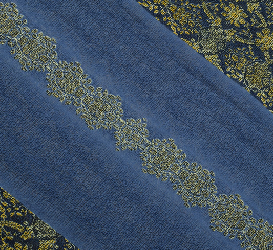 Sushila Vintage Blue Saree Blend Georgette Silk Printed Floral Craft Fabric