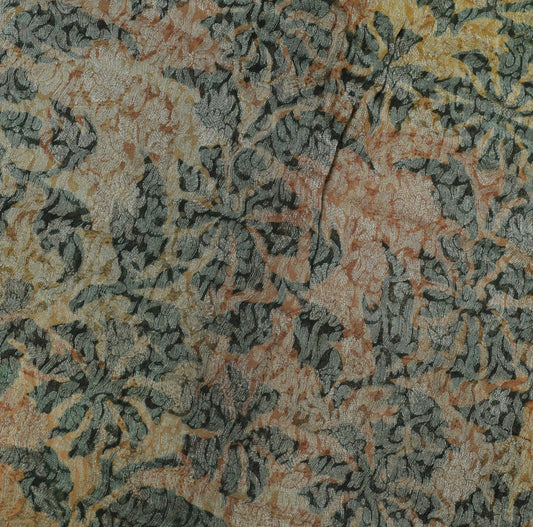 Sushila Vintage Indian Sari 100% Pure Georgette Silk Printed Floral Craft Fabric