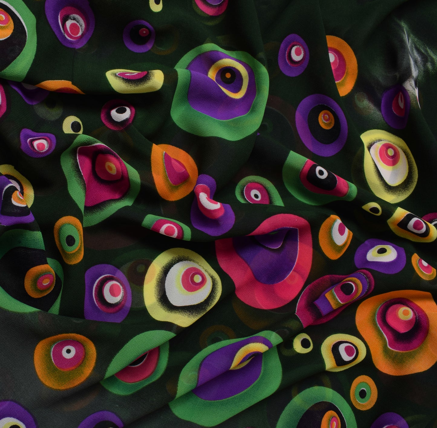 Sushila Vintage Green Saree Blend Georgette Silk Printed Indian Craft Fabric