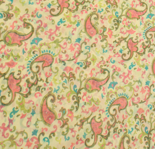 Sushila Vintage Cream Saree 100% Pure Georgette Silk Printed Floral Craft Fabric