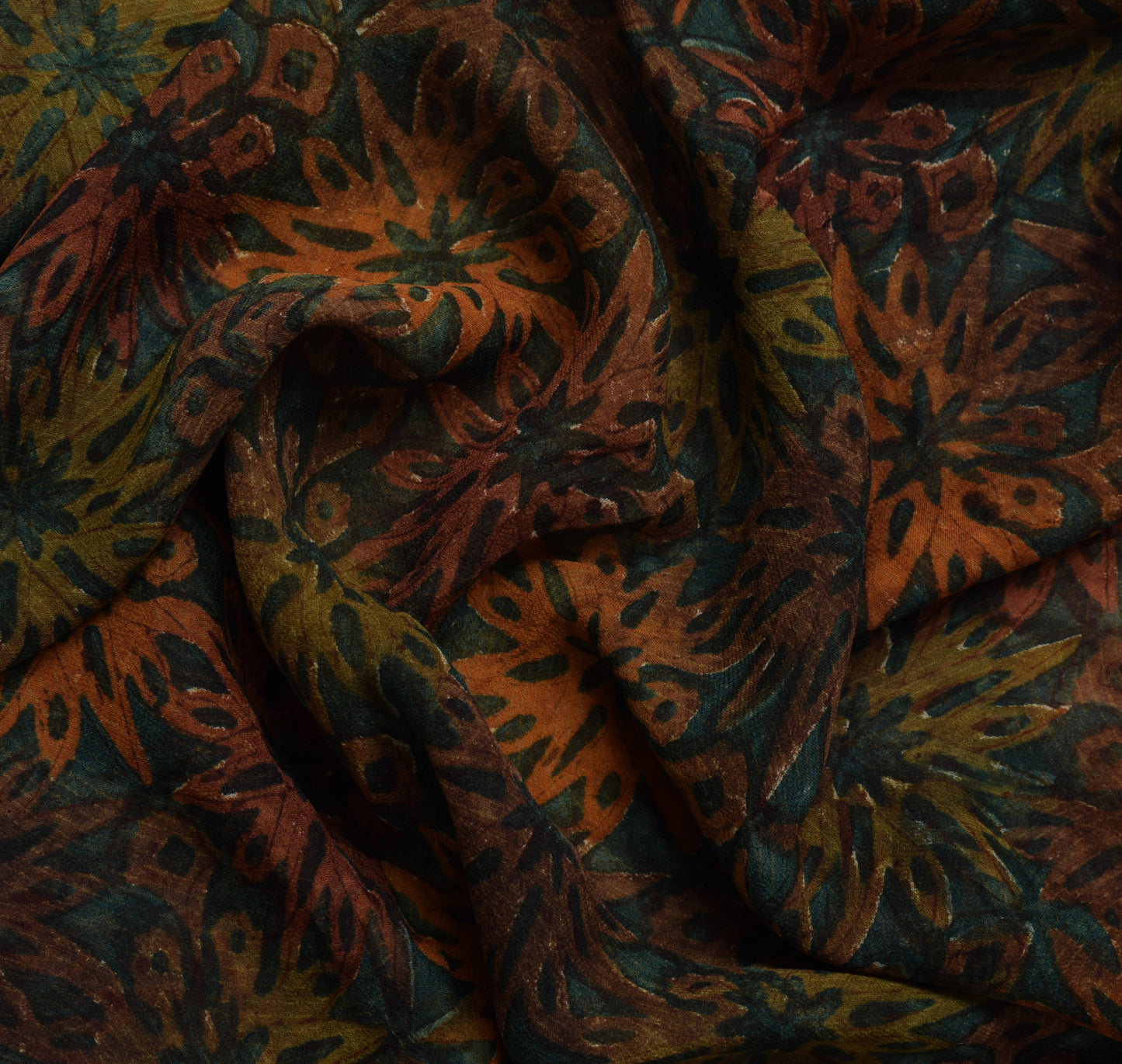 Sushila Vintage Indian Sari 100% Pure Georgette Silk Printed Floral Craft Fabric