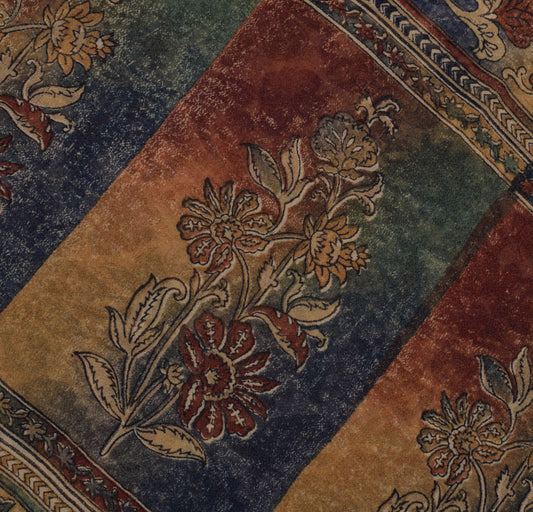 Sushila Vintage Cream Saree 100% Pure Georgette Silk Printed Floral Craft Fabric