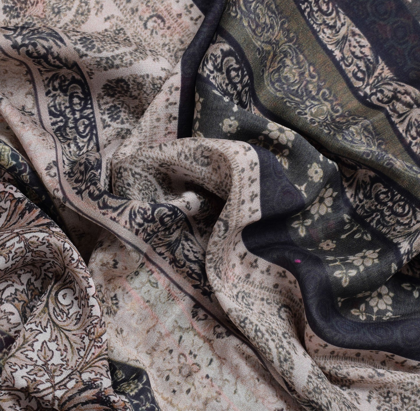 Sushila Vintage Indian Saree Blend Georgette Silk Printed Floral Craft Fabric