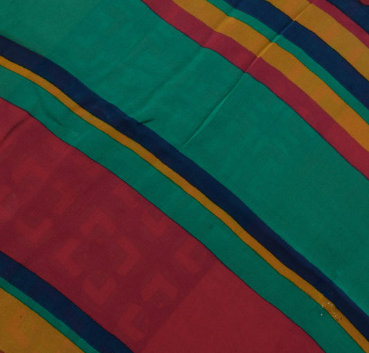 Sushila Vintage Multi-Color Sari Pure Georgette Silk Printed Floral Craft Fabric