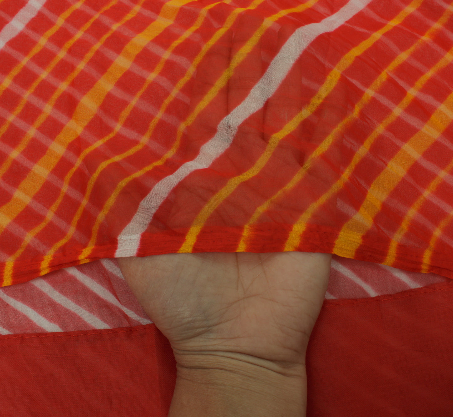 Sushila Vintage Red Indian Saree Blend Georgette Silk Printed 5 YD Craft Fabric