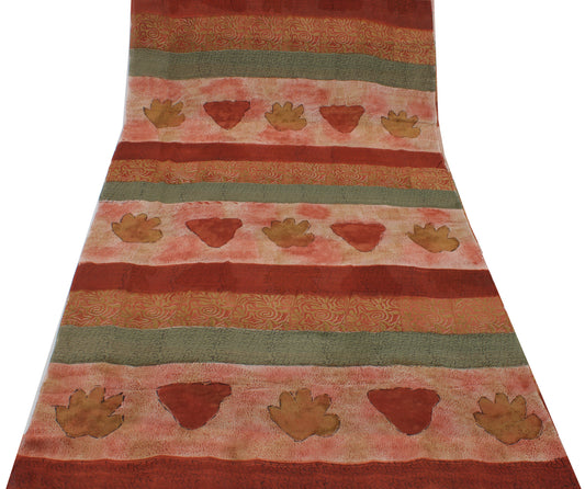 Sushila Vintage Multi-Color Sari Pure Georgette Silk Printed Floral Craft Fabric