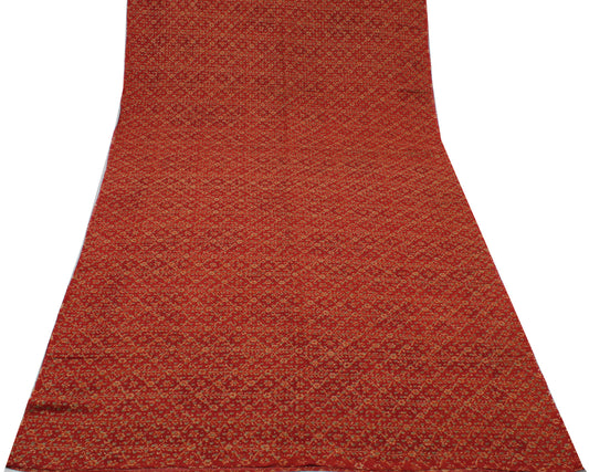 Sushila Vintage Red Saree 100% Pure Georgette Silk Printed Pailsey Craft Fabric