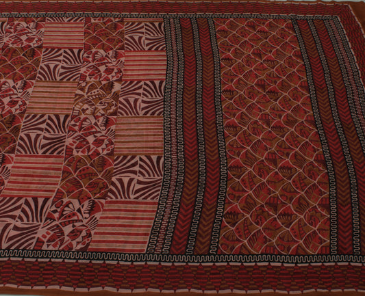 Sushila Vintage Multi-Color Sari Pure Georgette Silk Printed Floral Craft Fabric