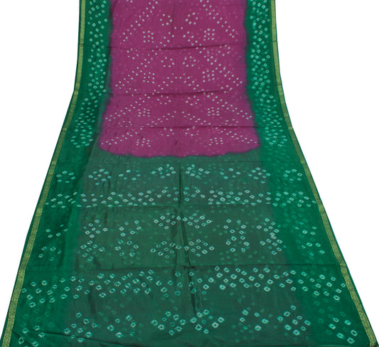 Sushila Vintage Purple Sari Blend Georgette Silk Bandhani Printed Craft Fabric