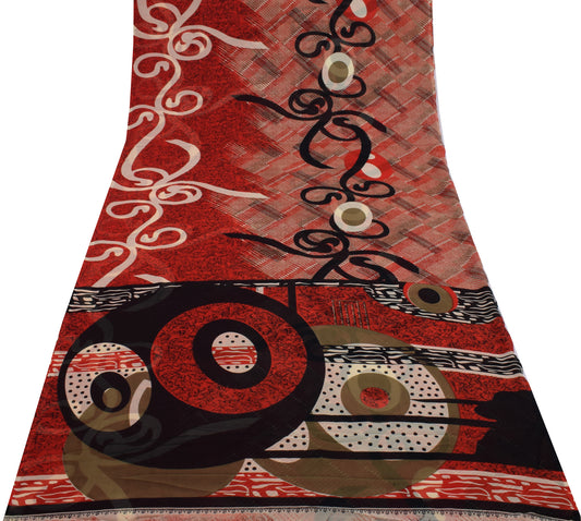 Sushila Vintage Indian Sari Blend Georgette Silk Printed 5 Yard Craft Fabric